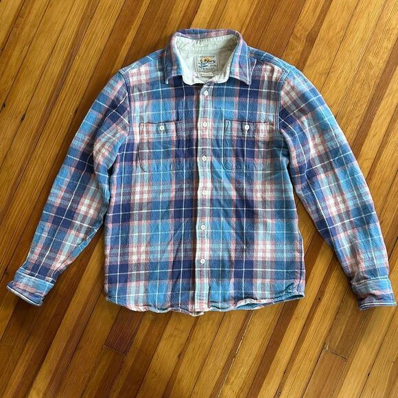 Faherty The Surf Flannel in Bristol Blue Size M - Picture 2 of 6